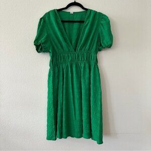 Green V-Neck Dress